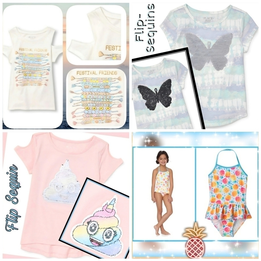 Girls Bundle Sz 4 ✦ Flip Sequin Tops + Pineapple Swimsuit ✦ NWT Summer Set $120